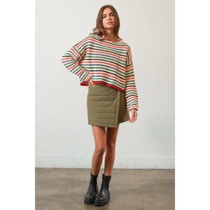 HF24F772-Multi-Color Striped Sweater