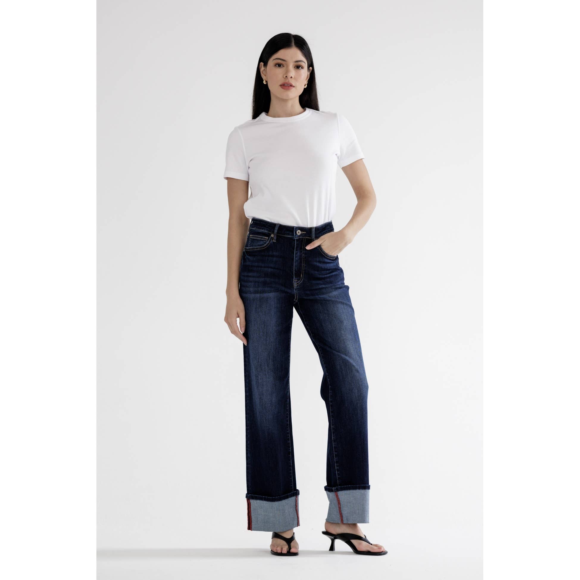 HIGH RISE WIDE LEG WITH CUFF HEM