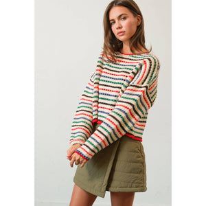 HF24F772-Multi-Color Striped Sweater