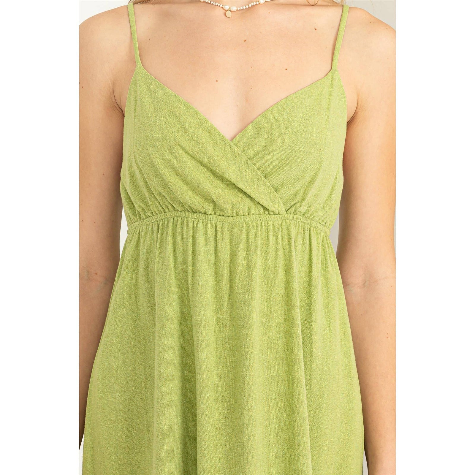 DZ22E930-Linen Surplice Cami Mini Dress