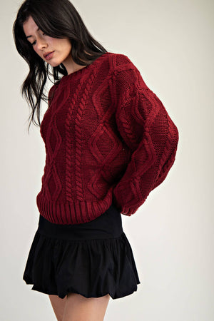 TT5791 CABLE RELAXED SWEATER TOP