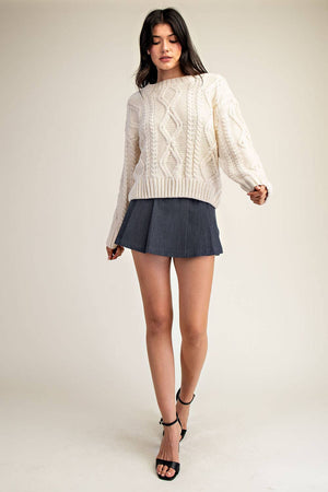 TT5791 CABLE RELAXED SWEATER TOP