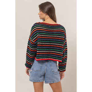 HF24F772-Multi-Color Striped Sweater