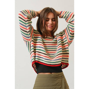 HF24F772-Multi-Color Striped Sweater