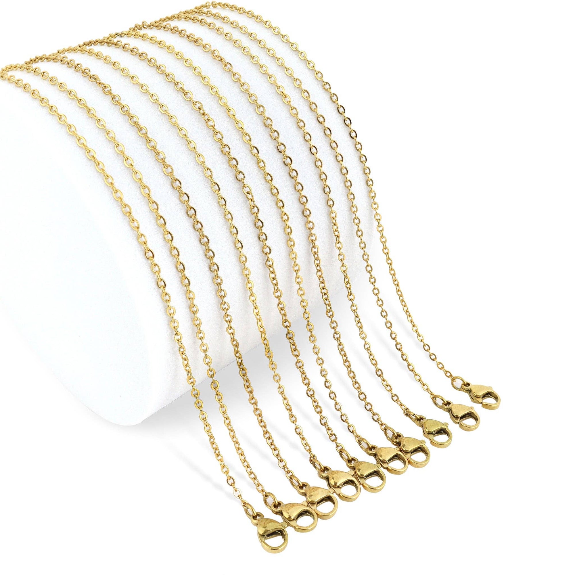 Gold 20" Stainless Steel Loop Chain Necklace