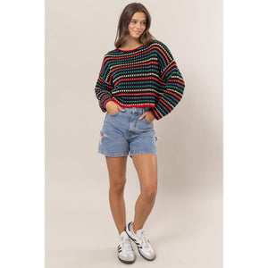 HF24F772-Multi-Color Striped Sweater