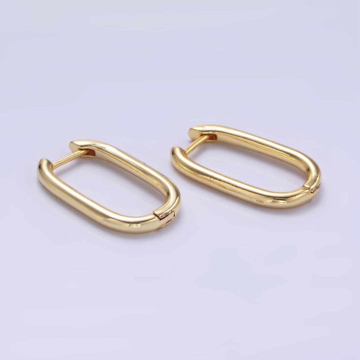 24K Gold Filled 20mm Minimalist Oblong Hoop Earrings | P191