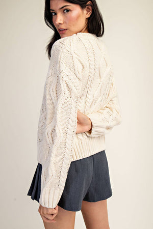 TT5791 CABLE RELAXED SWEATER TOP