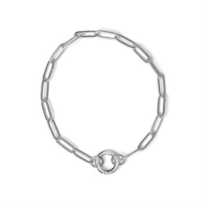 Stainless Steel Paperclip with Charm Keeper Chain Bracelet