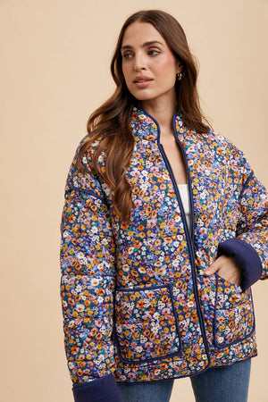 QUILTED PUFFER FLORAL JACKET