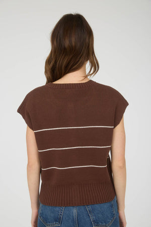 STRIPE BUTTON DOWN SHORT SLEEVE KNIT CARDIGAN