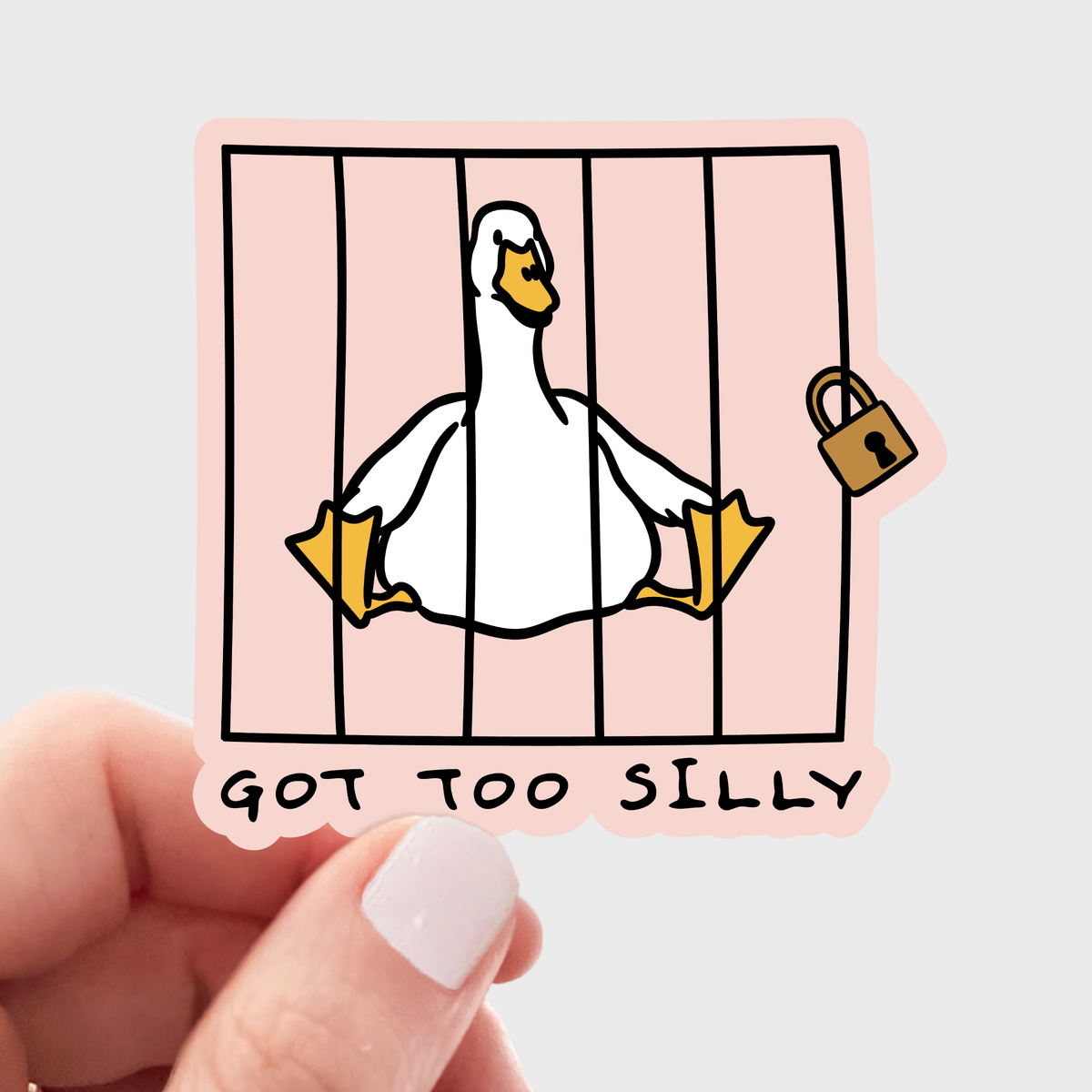 Got Too Silly Sticker - goose on the loose, funny, cute