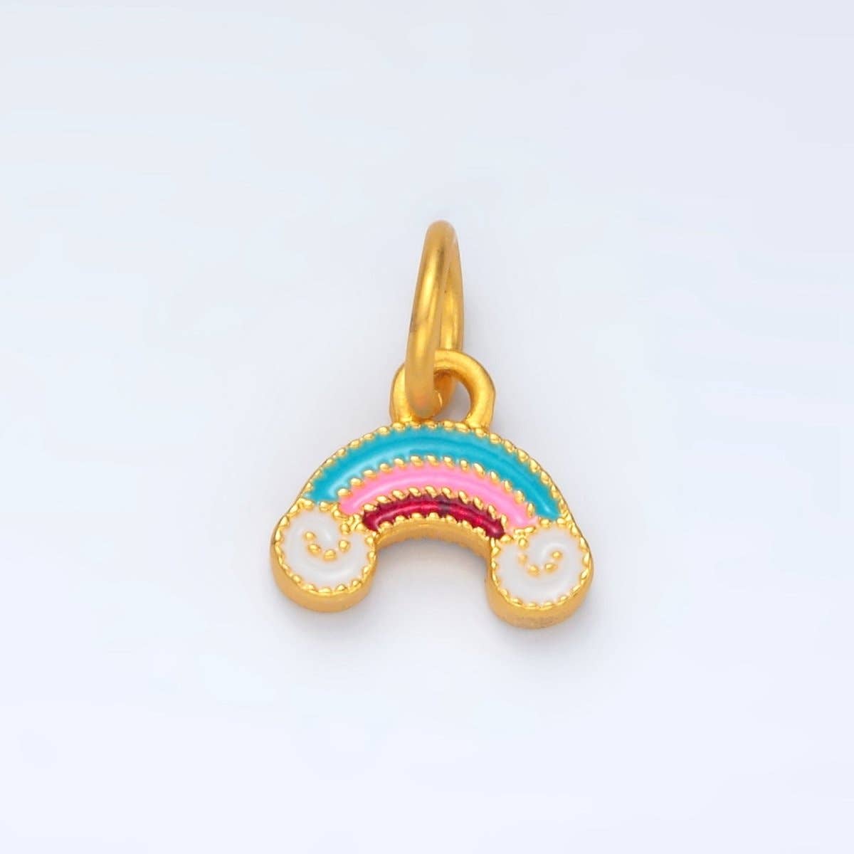 24K Gold Filled Mini Rainbow Cloudy Weather Enamel Charm | M156