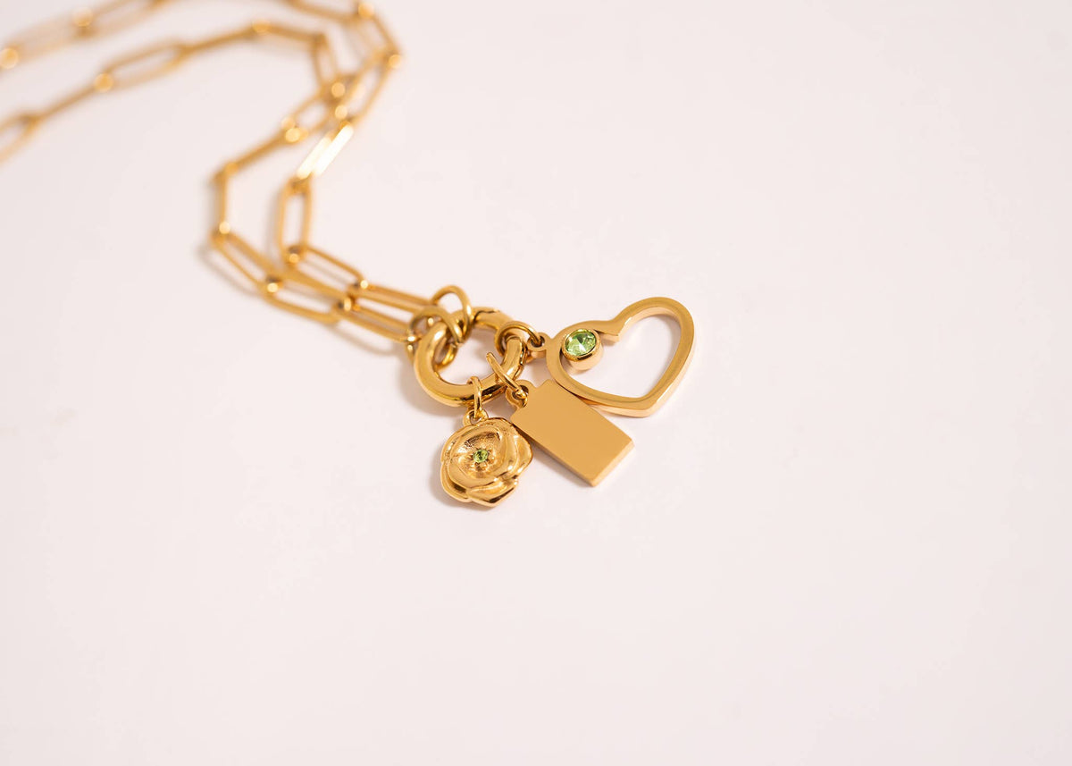 Stainless Steel Paperclip Carabiner Charm Holder Necklace