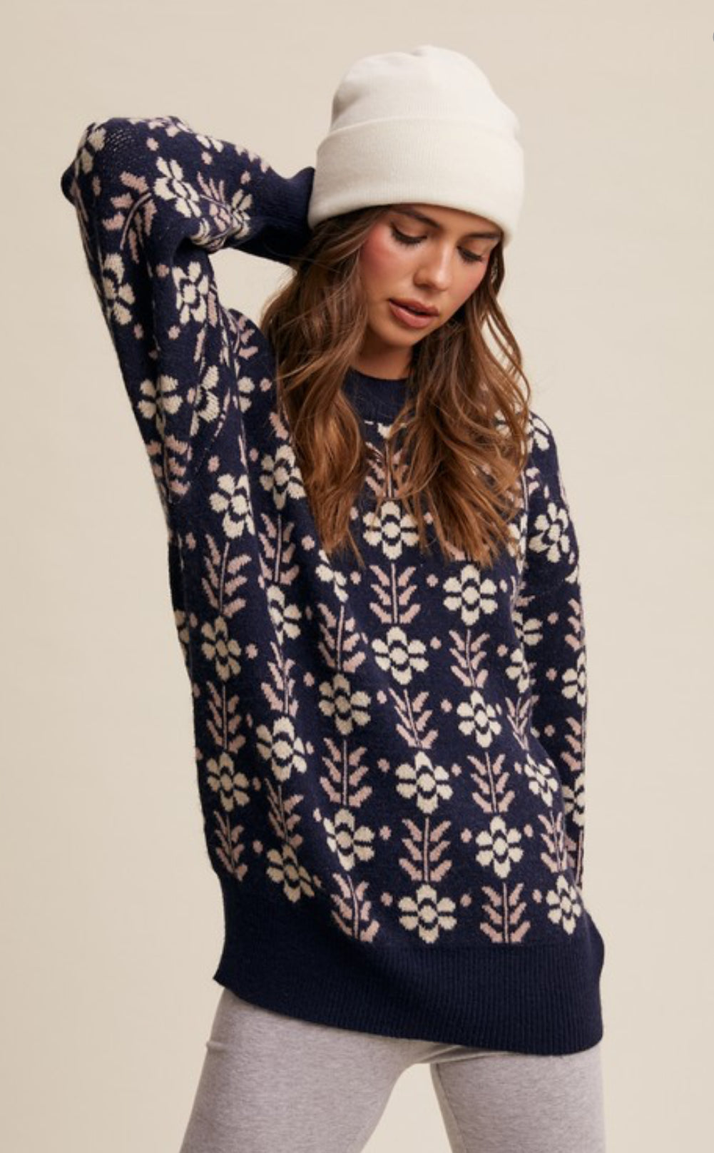 Vintage flower pattern sweater