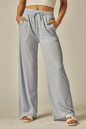 Blue lavender drawstring wide leg pant