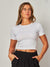 White stretch crew neck crop top t-shirt