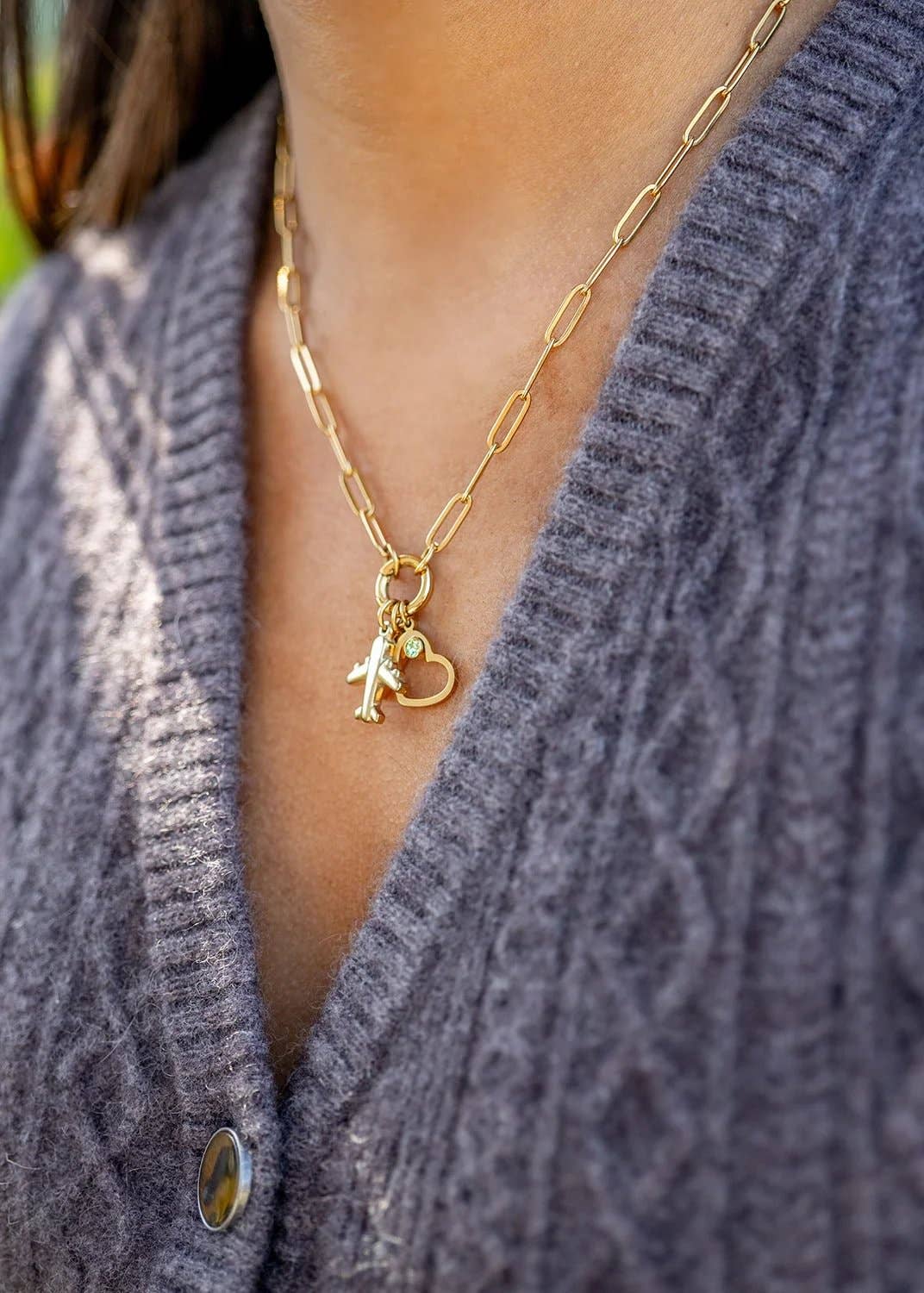 Stainless Steel Paperclip Carabiner Charm Holder Necklace