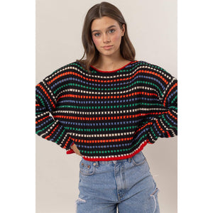 HF24F772-Multi-Color Striped Sweater