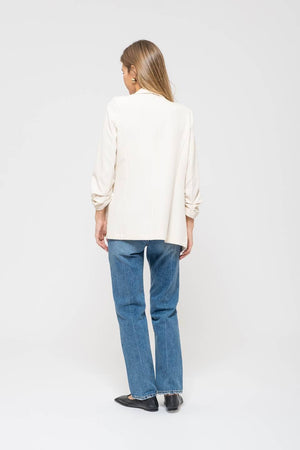 3/4 RUCHED SLEEVE BLAZER