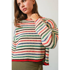 HF24F772-Multi-Color Striped Sweater