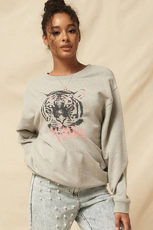 Tiger Muse French Terry Vintage Graphic Sweatshirt