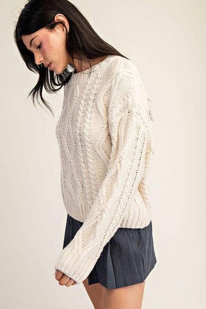 TT5791 CABLE RELAXED SWEATER TOP