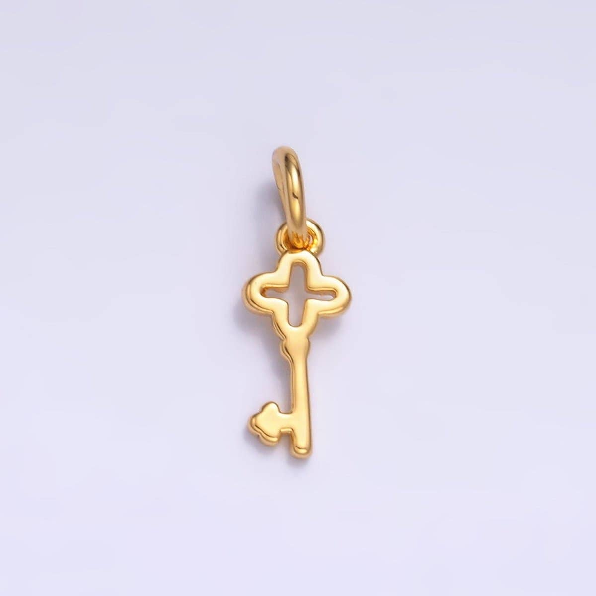 24K Gold Filled Quatrefoil Clover Key Mini Charm | M179