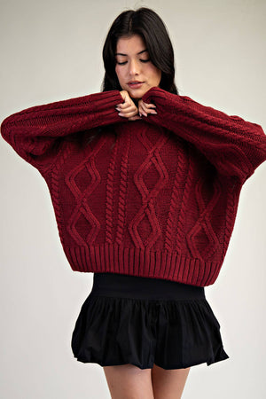 TT5791 CABLE RELAXED SWEATER TOP