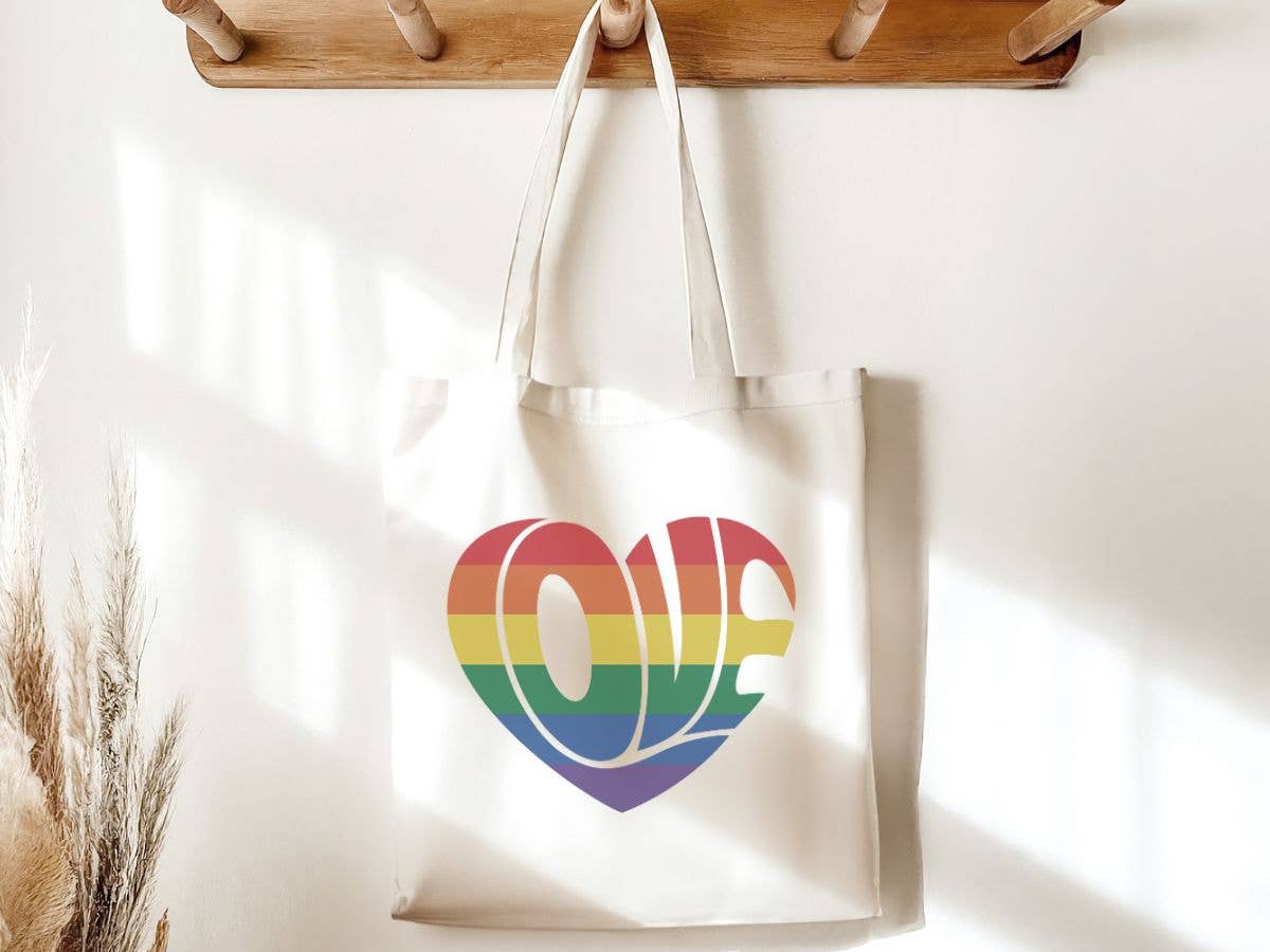 Love Rainbow Pride LGBTQ Canvas Tote Bag
