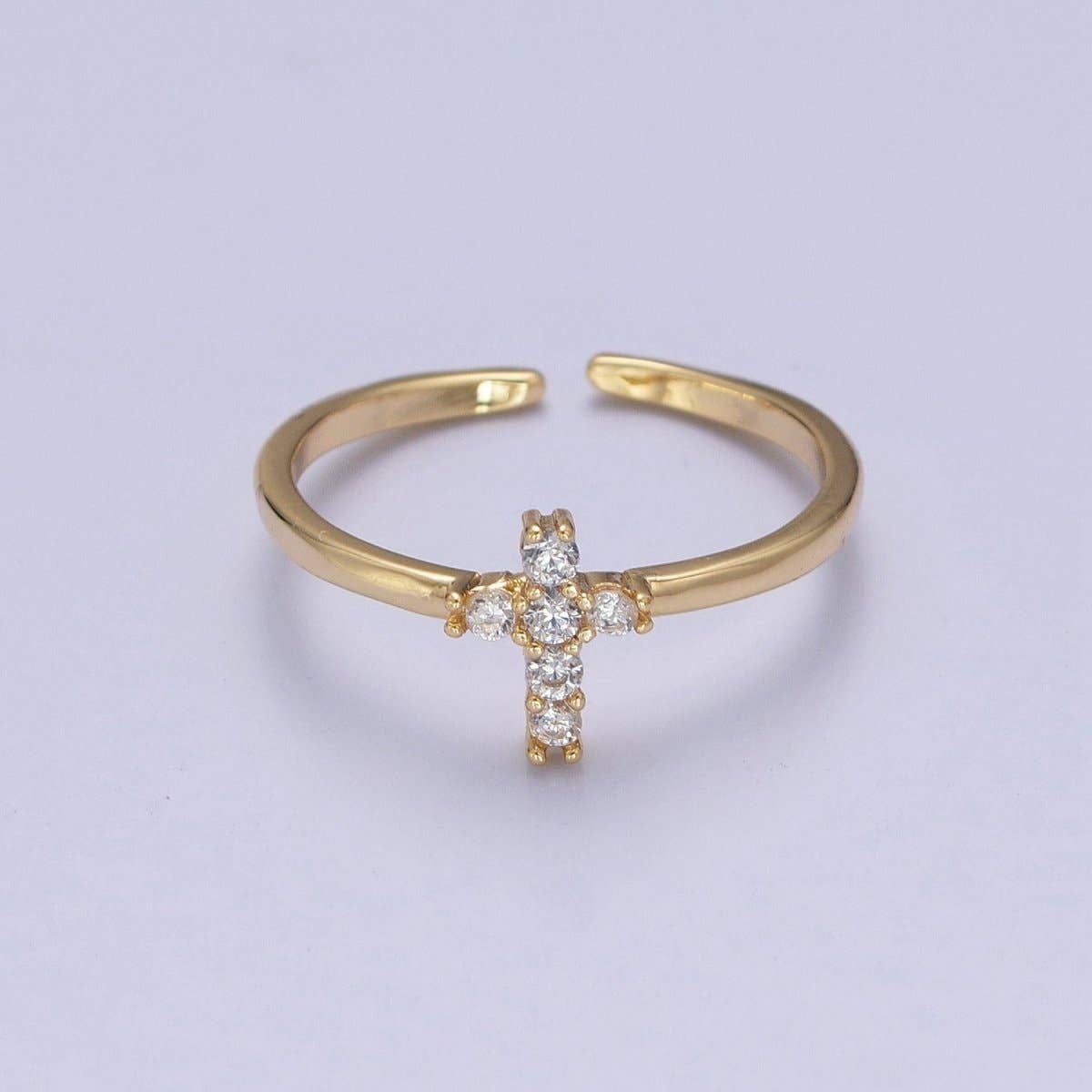 Gold Cross Ring Stacking 14K Gold Filled Ring CZ Dainty Cross Ring O-2140
