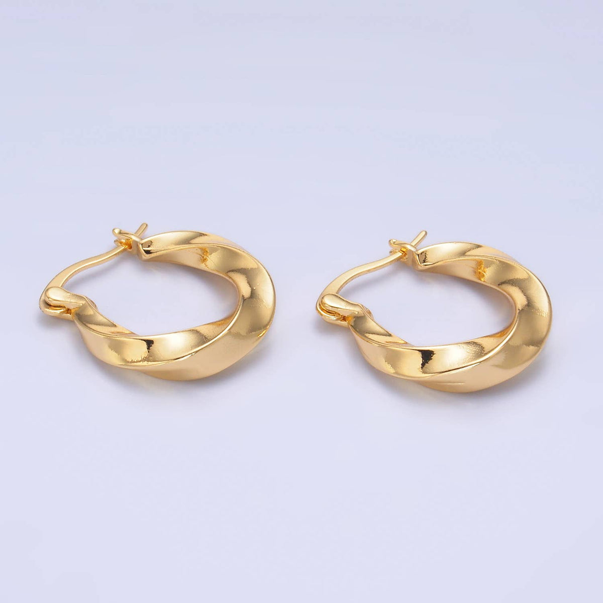 Twisted Gold Hoop Earrings Chunky Everyday Jewelry Fashion