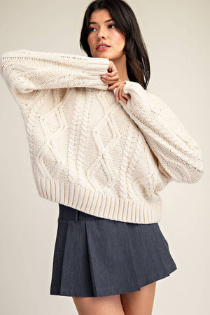 TT5791 CABLE RELAXED SWEATER TOP