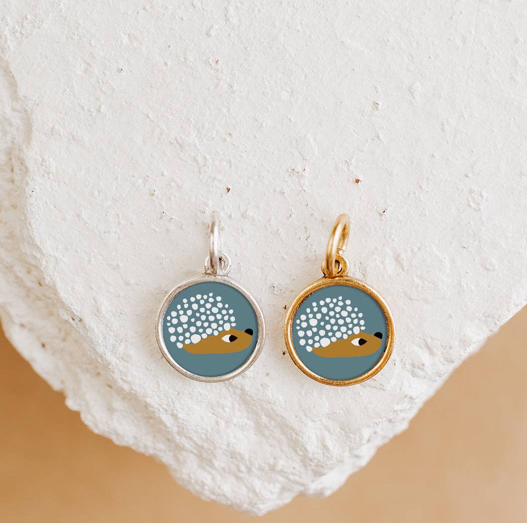 Hedgehog Charm Pendant Necklace Gold or Silver