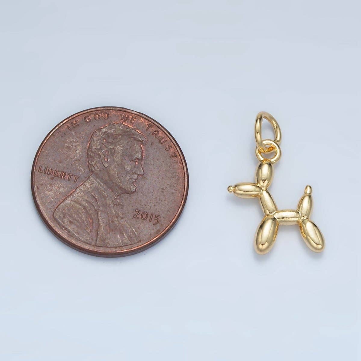 24K Gold Filled Balloon Dog Animal Multidimensional Mini Charm | E742
